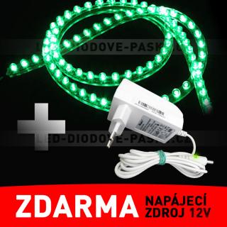 LED pásek - PVC, 96cm, zelený - ZDROJ ZDARMA! (LED diodový ohebný PVC pásek, 12V 96cm LED, zelené světlo, 1ks)