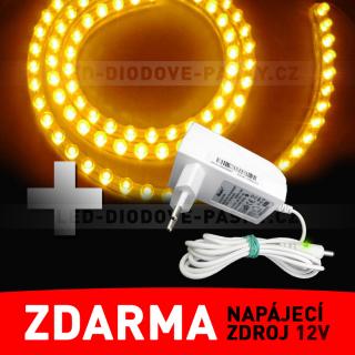 LED pásek - PVC, 96cm, žlutý - ZDROJ ZDARMA! (LED diodový ohebný PVC pásek, 12V 96cm LED, žluté světlo, 1ks)