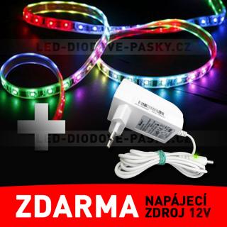 LED pásek - STRIP 120cm, 7-barevný(RGB) - ZDROJ ZDARMA! (LED diodový ohebný STRIP pásek, 12V nalepovací 120cm, 7-barevný(RGB))