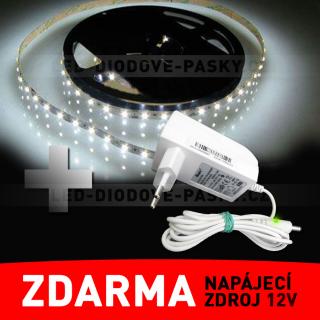 LED pásek - STRIP 90cm, bílý - ZDROJ ZDARMA! (LED diodový ohebný STRIP pásek, 12V nalepovací 90cm, bílé světlo)