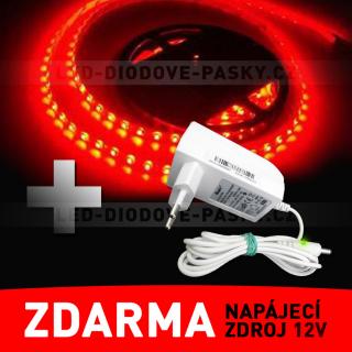 LED pásek - STRIP 90cm, červený - ZDROJ ZDARMA! (LED diodový ohebný STRIP pásek, 12V nalepovací 90cm, červené světlo)