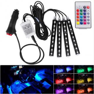LED pásky do auta 17cm - výprodej, dálkové ovládání, RGB (Led pásky do interiéru vozidel s dálkovým ovládáním)