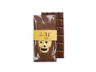 Janek - Mléčná čokoláda 34% - lebka (Mléčná čokoláda s lebkou z bílé čokolády)