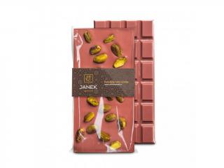 Janek - Ruby čokoláda 48,8% s pistáciemi (Ruby čokoláda  + pistácie  90g)