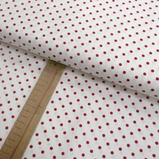 Bavlněné plátno - Červený puntík na bílé - šíře 150cm