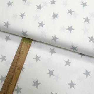 Bavlněné plátno - Hvězda světle šedá na bílé - šíře 150cm