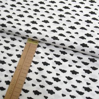 Bavlněné plátno - Mráčky černé na bílé  - šíře 150cm
