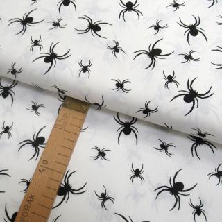 Bavlněné plátno - Pavouci černí na bílé - šíře 150cm