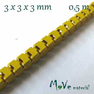Benátský řetízek kovový - 3x3x3mm/0,5m, žlutý