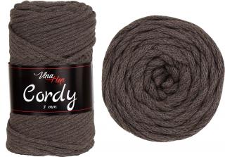 Cordy 3mm - šňůra bavlna 8224 Hnědá