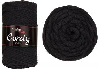 Cordy 3mm - šňůra bavlna 8229 Temně hnědá do černa
