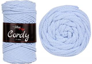 Cordy 3mm - šňůra bavlna 8422 Světle modrá
