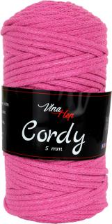 Cordy 5mm - šňůra - bavlna 8040 Tmavší růžová