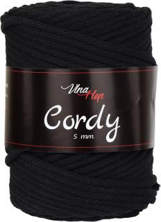 Cordy 5mm - šňůra - bavlna nová - 8001 Černá