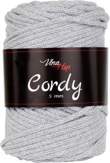 Cordy 5mm - šňůra - bavlna nová - 8231 Světle šedá