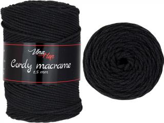 Cordy macrame 2,5mm - šňůra bavlna 8001 Černá