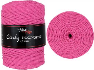 Cordy macrame 2,5mm - šňůra bavlna 8040 Středně růžová do fialova