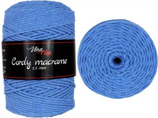 Cordy macrame 2,5mm - šňůra bavlna 8086 Zvonková modrá