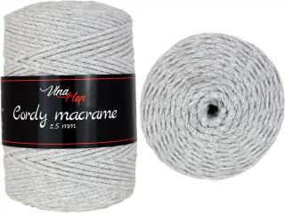Cordy macrame 2,5mm - šňůra bavlna 8231 Světle šedá