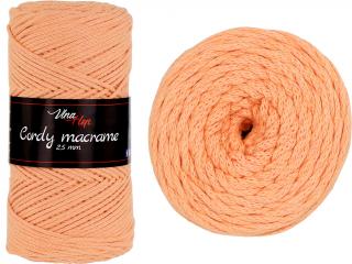 Cordy macrame 2,5mm - šňůra bavlna nová - 8011 Světle oranžová