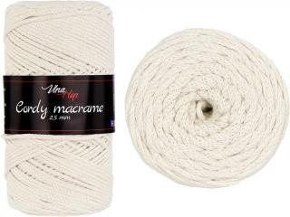 Cordy macrame 2,5mm - šňůra bavlna nová - 8173 Tmavě krémová