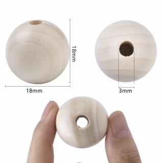 Dřevěný korálek - nelakovaný - různé velikosti Ø 18mm, průvlek 3mm  / balení 6ks