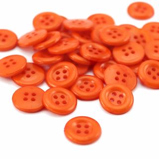 Knoflík plast. čtyřdírkový - 12,6 mm - různé barvy 04 Oranžová