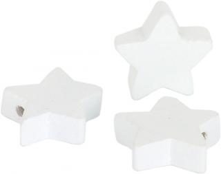 Korálek dřevěný hvězda - 20mm - různé varianty 01 Bílá