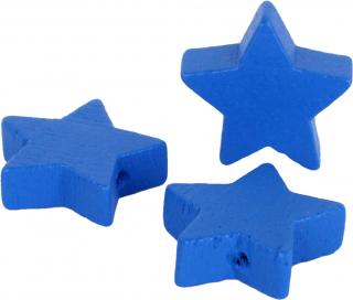 Korálek dřevěný hvězda - 20mm - různé varianty 05 Středně modrá