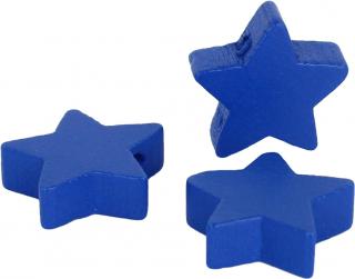 Korálek dřevěný hvězda - 20mm - různé varianty 06 Tmavě modrá
