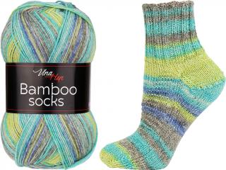 Příze Bamboo socks - vlněná ponožková s bambusem Melír 7907