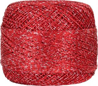Příze Camellia - metalická 416 Červená s metalickou stříbrnou
