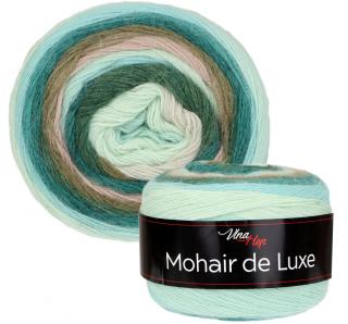 Příze Mohair de Luxe - vlna, mohér, akryl 7406 - Světlonce zelená, mátová, smaragdová, zeleno-hnědá, zelená, pudrová