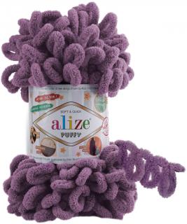 Příze Puffy - žinylka - pro pletení rukama 437 Tmavě lavendulová