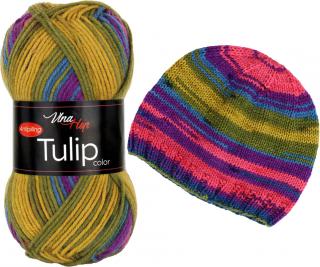 Příze Tulip color - akryl antipilling 5211 Melír korálová, fialová, tyrkysová, olivová, hořčicová