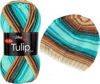 Příze Tulip color - akryl antipilling 5215 Melír béžová, hnědá, smaragdová, mentolová