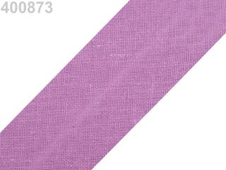 Šikmý proužek bavlněný zažehlený - šíře 30mm - různé barvy 400 873 Růžovo-fialová