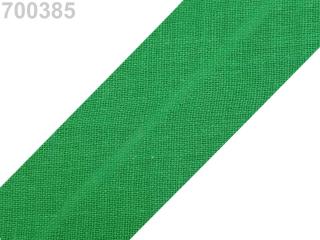 Šikmý proužek bavlněný zažehlený - šíře 30mm - různé barvy 700 385 Zelená