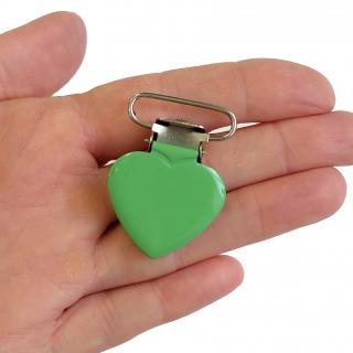 Šlový závěs lakovaný srdce 25mm, zelený - 1ks