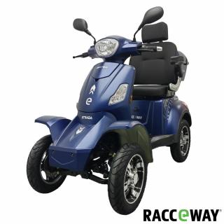 Elektrický čtyřkolový vozík RACCEWAY® STRADA ELECTRIC SCOOTER, modrý lesk (motor 1000W, rychlost 24km/h, dojezd 40km, led osvětlení, olověná baterie, bezpečnostní sedačka, nosnost 150kg)