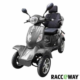 Elektrický čtyřkolový vozík RACCEWAY® STRADA ELECTRIC SCOOTER, šedý lesk (motor 1000W, rychlost 24km/h, dojezd 40km, led osvětlení, olověná baterie, bezpečnostní sedačka, nosnost 150kg)