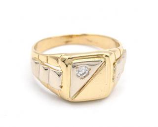 BB Goldinvestic  Zlatý pánský prsten se zirkonem dvě barvy zlata 5,10g N4729-585/1000