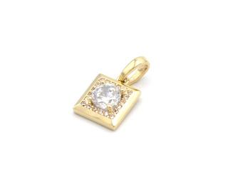 BB Goldinvestic  Zlatý přívěsek čtverec s bílým kamenem 1,35g N1905-585/1000