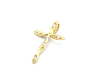 BB Goldinvestic  Zlatý přívěsek kříž kroucený se zirkony 0,69g N3981-585/1000