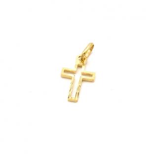BB Goldinvestic Zlatý přívěsek kříž malý zdobený proužky 0,53g N5059-585/1000
