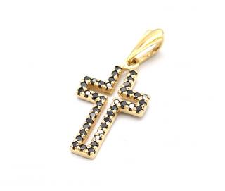 BB Goldinvestic  Zlatý přívěsek kříž s černými kamínky 1,69g N2872-585/1000
