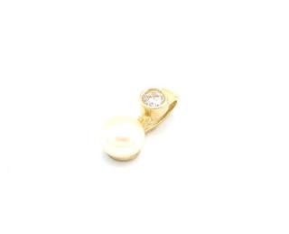 BB Goldinvestic  Zlatý přívěsek s perličkou a zirkony 0,85g  N1900-585/1000