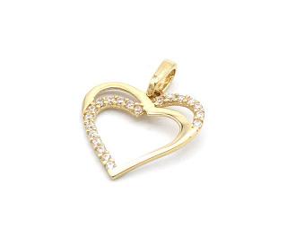 BB Goldinvestic Zlatý přívěsek srdce dvojité se zirkony 0,88g N5522-585/1000