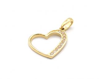 BB Goldinvestic  Zlatý přívěsek srdce se zirkony 1,09g N4146-585/1000
