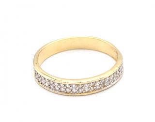 BB Goldinvestic Zlatý prsten kroužek dva pruhy zirkonů 2,45g N5193-585/1000